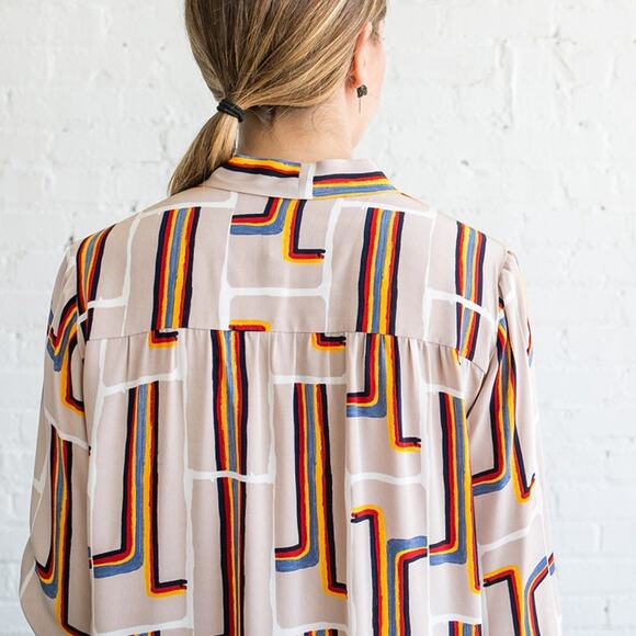 Rachel Comey Upland Dress 100% Silk Rainbow Print Tunic Shirt Dress Size 2 EUC - Picture 16 of 16